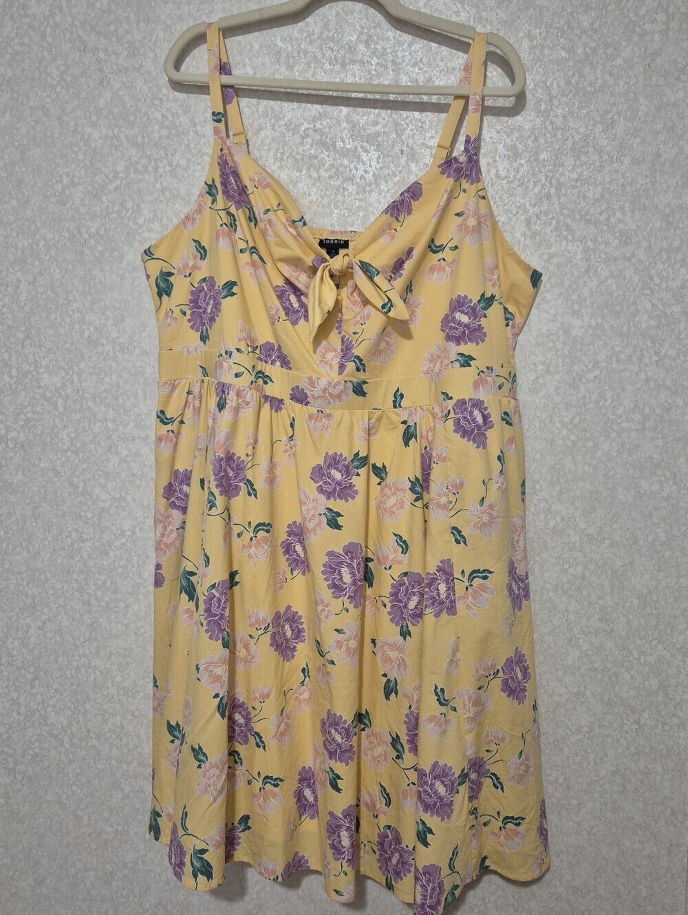 torrid Yellow -purple Floral Tie-Front Mini Dress....Size:3